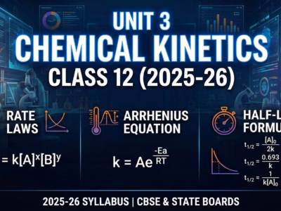 Unit 3 Chemical Kinetics Class 12 (2025-26) Rate Laws, Arrhenius Equation & Half-Life Formulas